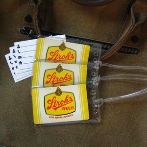 🍺 Stroh's Beer Yellow Logo Luggage Tags Set (3)